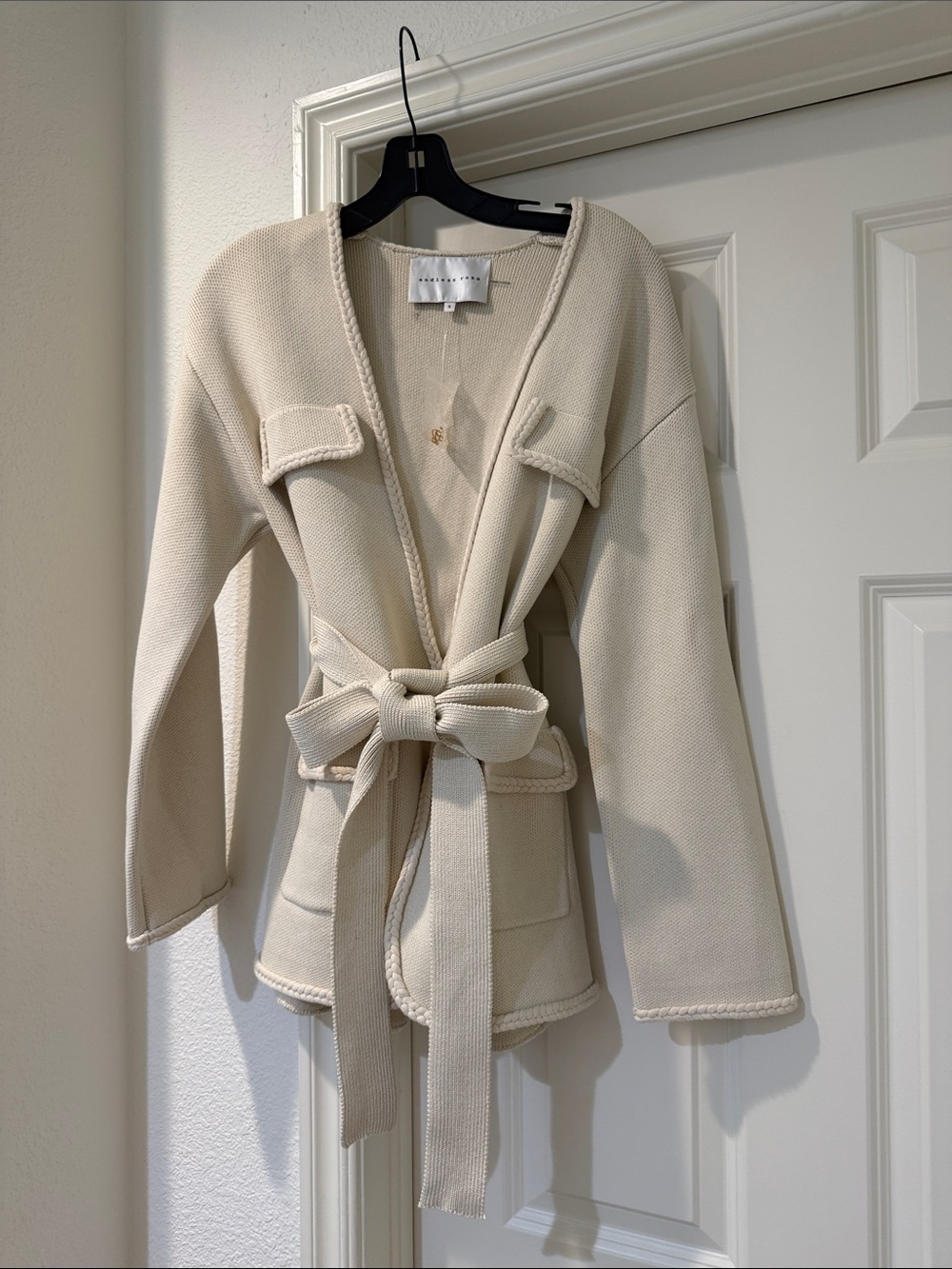 Endless Rose Cream Belted Knit Jacket